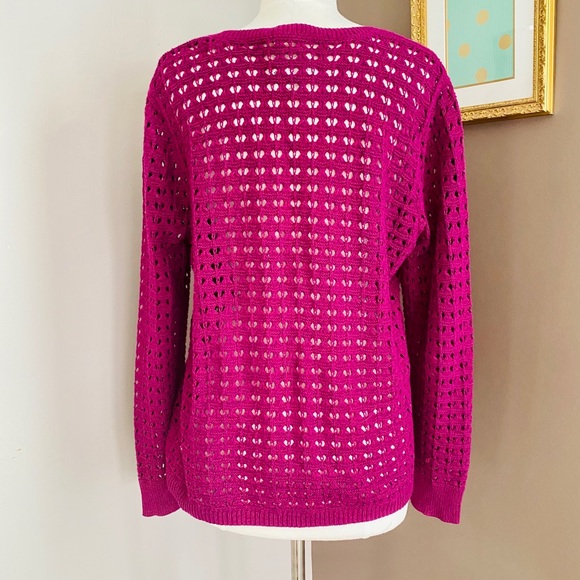 DKNY Purple Knit Button Up Sweater, SIZE XL - Picture 3 of 4